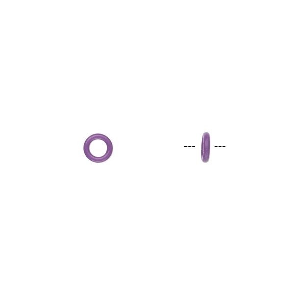 Component, Oh! Ring™, silicone, purple, 5mm round with 2.5mm hole. Sold per pkg of 500. image number 0