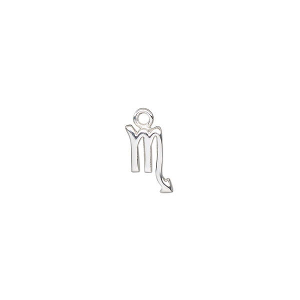 Charm, sterling silver, 10x7mm single-sided Scorpio zodiac symbol. Sold individually. image number 0