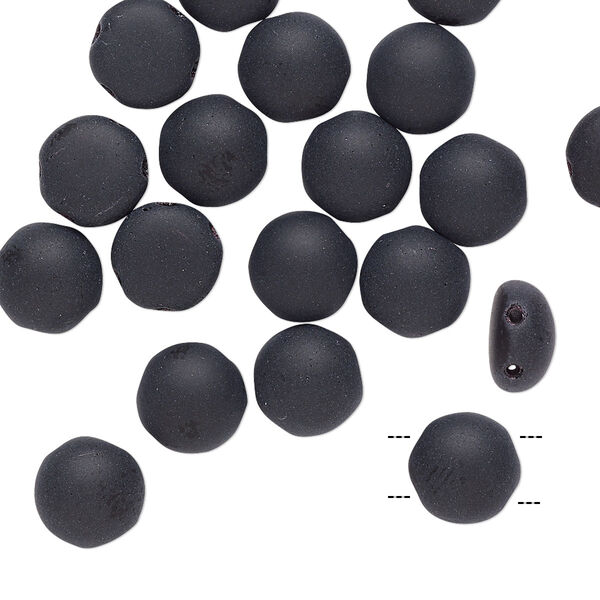 Bead, Preciosa Candy™, Czech pressed glass, opaque matte black, 8mm candy with (2) 0.8-0.9mm holes. Sold per pkg of 20. image number 0