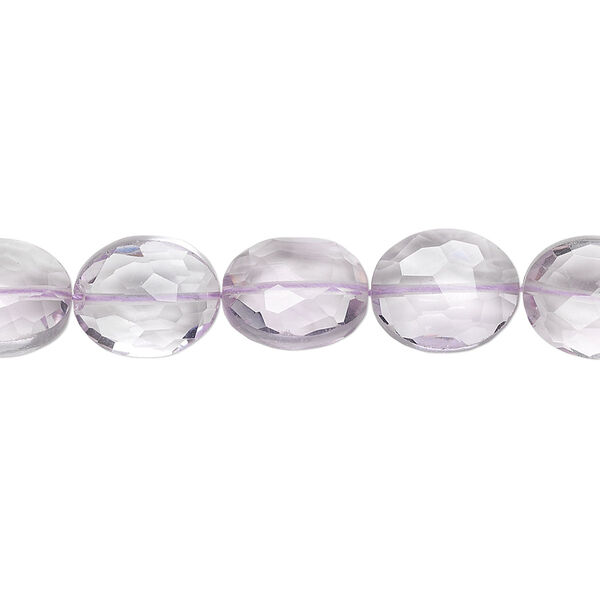 Lavender amethyst 1pkg5, hand-cut faceted puffed oval bead natural 11x9mm image number 0