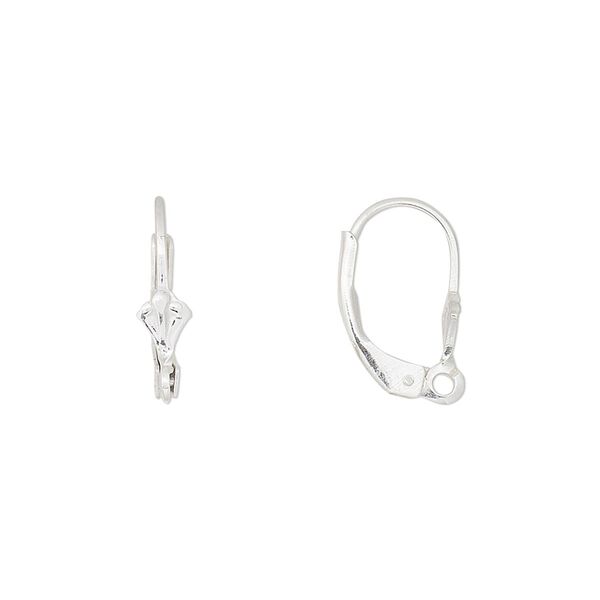 Ear wire leverback 1pkg2 sterling silver-filled, 16mm / 8x4mm leaf / open loop, 1 pair image number 0