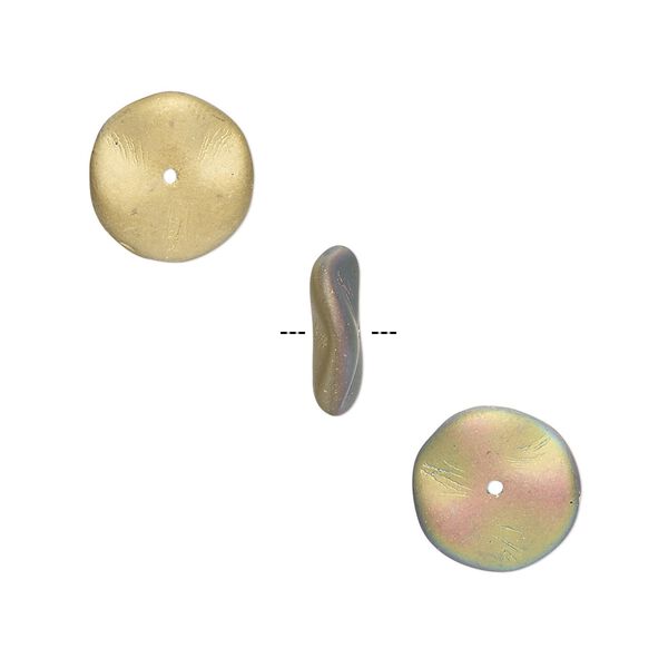 Bead, Preciosa Ripple™, Czech pressed glass, opaque matte California meadows, 12x3mm ripple. Sold per pkg of 100. image number 0