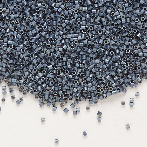 Seed bead, Delica®, glass, pkg/250g, #15 round, opaque matte gunmetal (DBS-0301). image number 0