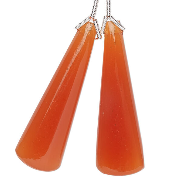 Carnelian 1pkg2, hand-cut top-drilled triangle bead 40x40mm image number 0