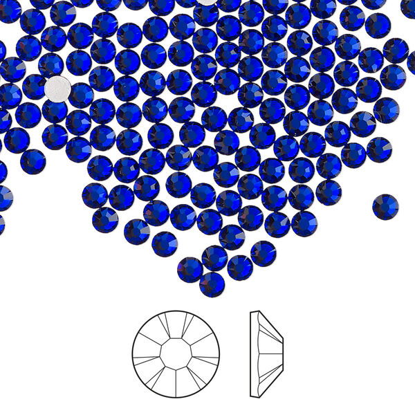 Flat back 1440pk cobalt blue foil back, Preciosa MAXIMA Czech crystal hotfix rhinestone 2.7-2.9mm chaton rose round SS10 image number 0