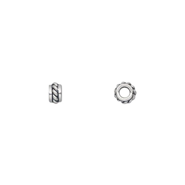 Bead, antiqued sterling silver, 5x3mm rondelle. Sold per pkg of 20. image number 0