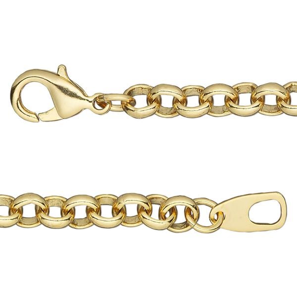 Chain, gold-finished brass, 6mm rolo, 16 inches with lobster claw clasp. Sold individually. image number 0