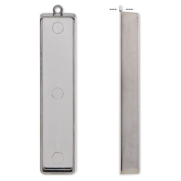 Focal, gunmetal-plated "pewter" (zinc-based alloy), 56x13mm rectangle with 54x11mm non-calibrated rectangle setting. Sold individually. image number 0