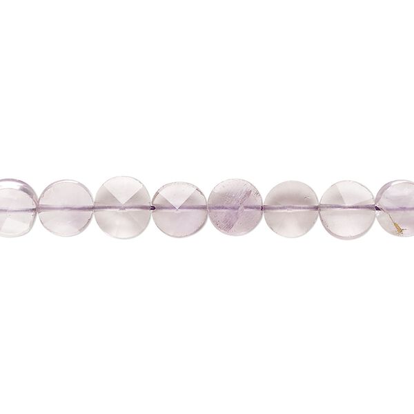 Lavender amethyst 1pkg1, hand-cut faceted puffed flat round bead natural 14 inch 6-7mm image number 0