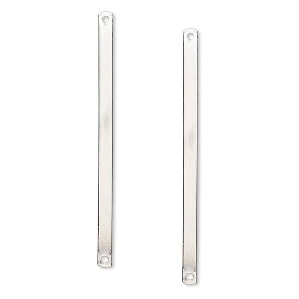 Link, sterling silver, 38x2mm smooth bar. Sold per pkg of 2. image number 0