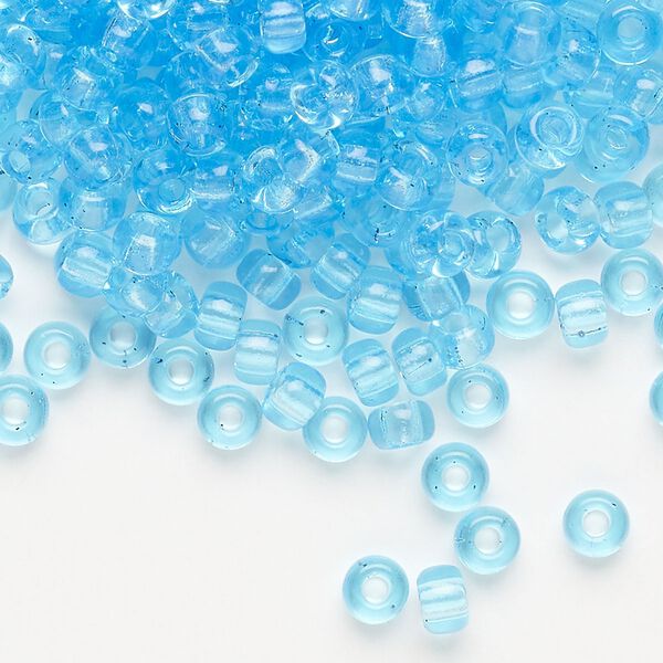Seed bead, Miyuki, glass, pkg/250g, #6 rocaille, transparent aqua (RR-148). image number 0