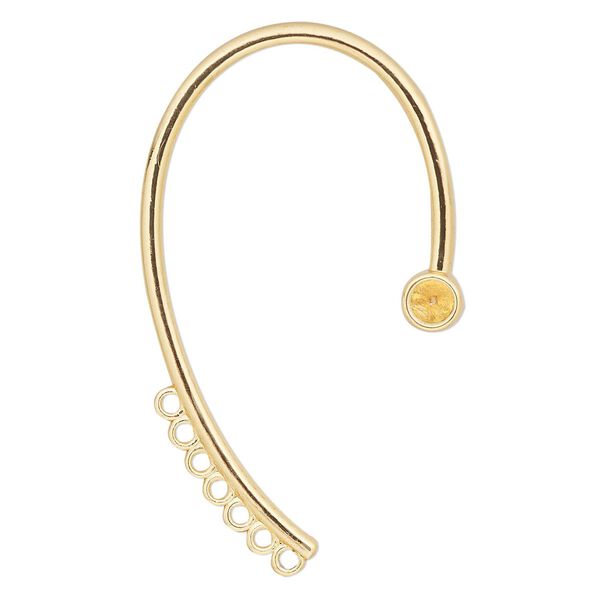 Earring ear wrap 1pkg2, 54x31mm / left and right / 7 closed loop / SS19 chaton setting, gold-finished brass 1 pair image number 0