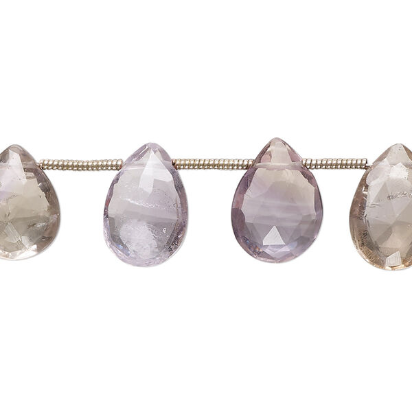 Ametrine 1pkg14, hand-cut top-drilled faceted puffed teardrop bead 12x9mm-15x11mm image number 0