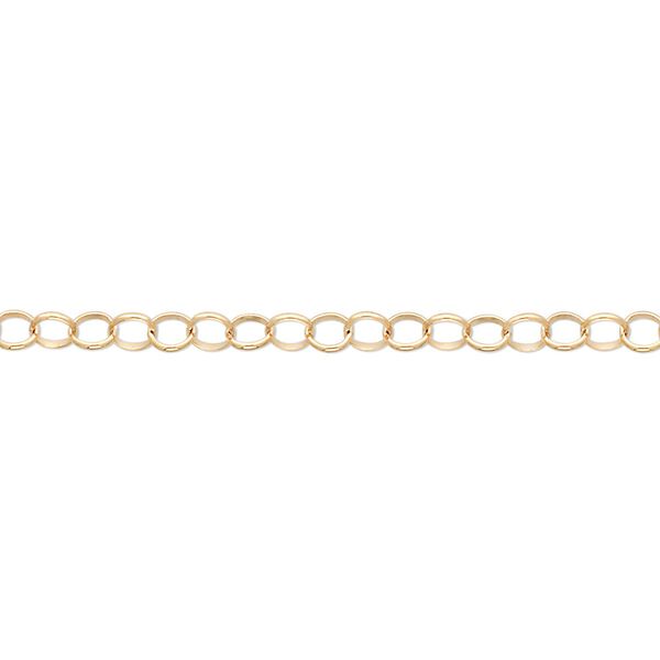 Chain, 14Kt gold-filled, 3.1mm round cable. Sold per pkg of 5 feet. image number 0