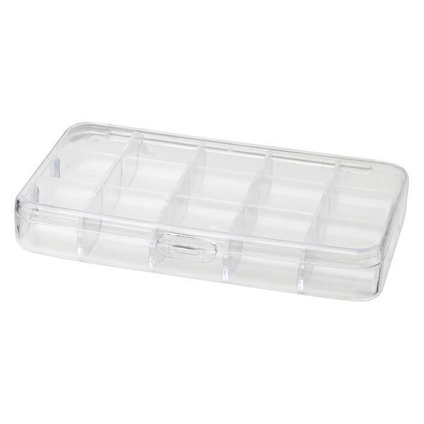 Organizer box, plastic, clear, 6x1x4-inch, 15 compartments. Sold individually. image number 1