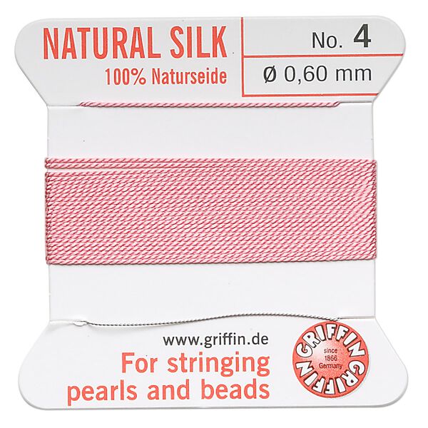 Thread, Griffin, silk, dark pink, size #4. Sold per 2-meter card (approximately 78 inches). image number 0