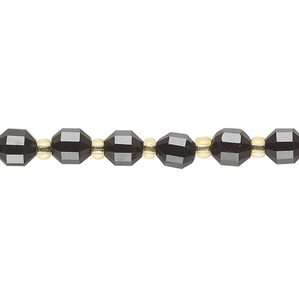 Black onyx 1pkg1, hand-cut faceted drum bead 8 inch 6mm image number 0