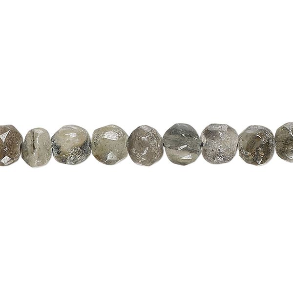 Grey feldspar 1pkg1, hand-cut faceted uneven round bead natural 14 inch 5-7mm image number 0