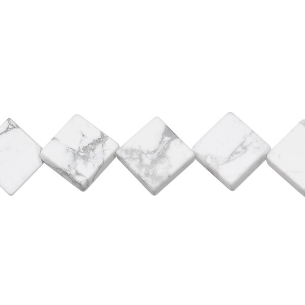 Howlite 1pkg1, flat diamond bead natural 15.5-16 inch 8mm image number 0