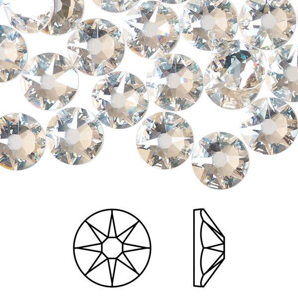 Flat back 12pk crystal moonlight foil back, Crystal Passions® 8.412-8.672mm rose round SS40 2088 image number 0