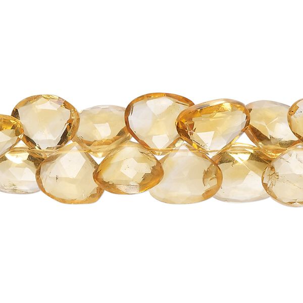 Citrine 1pkg1, hand-cut top-drilled faceted puffed teardrop bead 8 inch 10x9mm-11x11mm image number 0