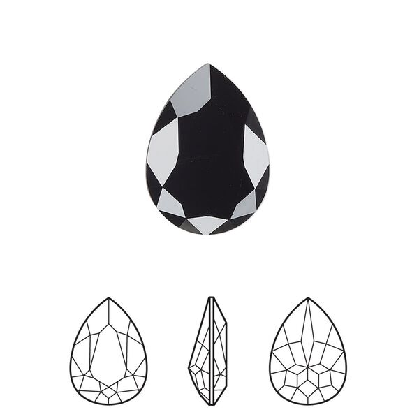 Fancy stone 6pk jet, Crystal Passions® 18x13mm pear 4320 image number 0
