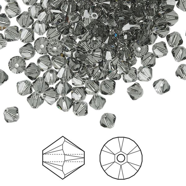 Bead 1440pk black diamond, Swarovski® 4mm XILION bicone 5328 image number 0
