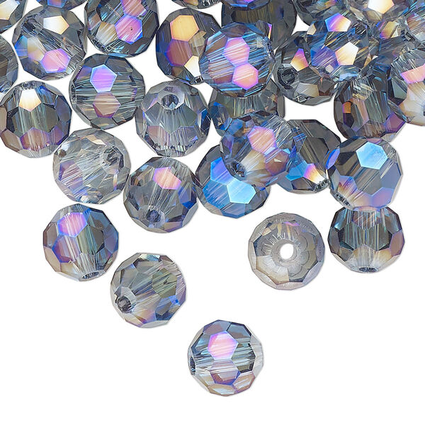 Bead 72pk crystal blue shadow, Celestial Crystal® 8mm round image number 0