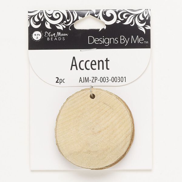 Focal, wood (natural), 42-44mm uneven round. Sold per pkg of 2. image number 0
