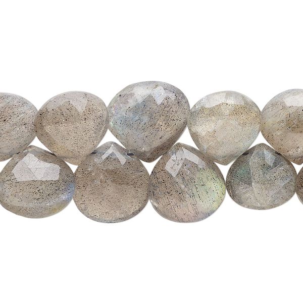 Labradorite 1pkg1, hand-cut top-drilled faceted puffed teardrop bead natural 9 inch graduated 8mm-13x12mm image number 0