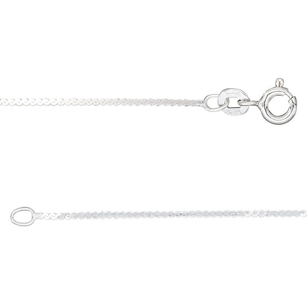 Chain, Gossamer™, sterling silver, 1mm serpentine, 24 inches. Sold individually. image number 0
