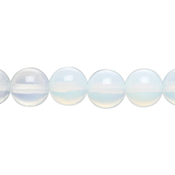 Bead, sea "opal" (glass), translucent to semitranslucent, 10mm round. Sold per 15-1/2" to 16" strand. image number 0