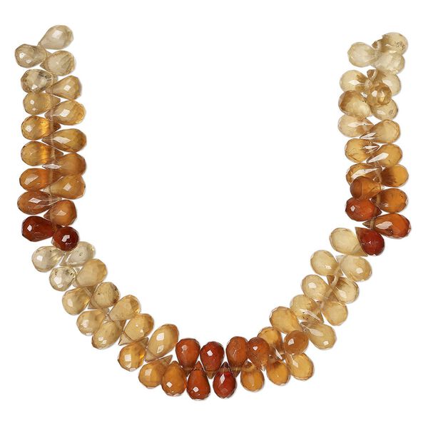 Hessonite garnet 1pkg1, hand-cut top-drilled faceted teardrop bead natural 8 inch 8x5mm-10x6mm image number 0