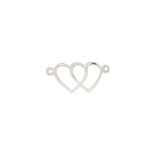 Link, sterling silver, 14x9mm open double heart. Sold individually. image number 0