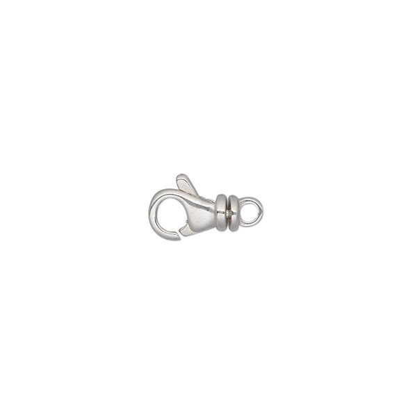 Clasp, lobster claw, sterling silver, 9x5.5mm rounded with swivel. Sold individually. image number 0