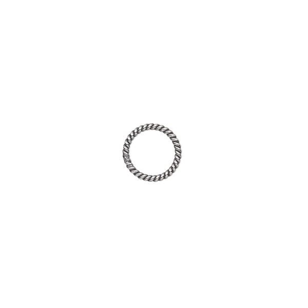 Jump ring, antiqued sterling silver, 9mm soldered twisted round, 7mm inside diameter, 18 gauge. Sold per pkg of 2. image number 0
