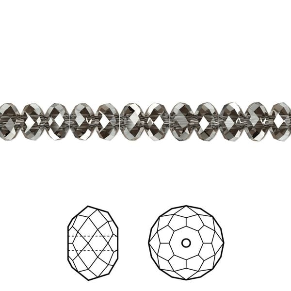 Bead 144pk crystal silver night, Crystal Passions® 6x4mm rondelle 5040 image number 0