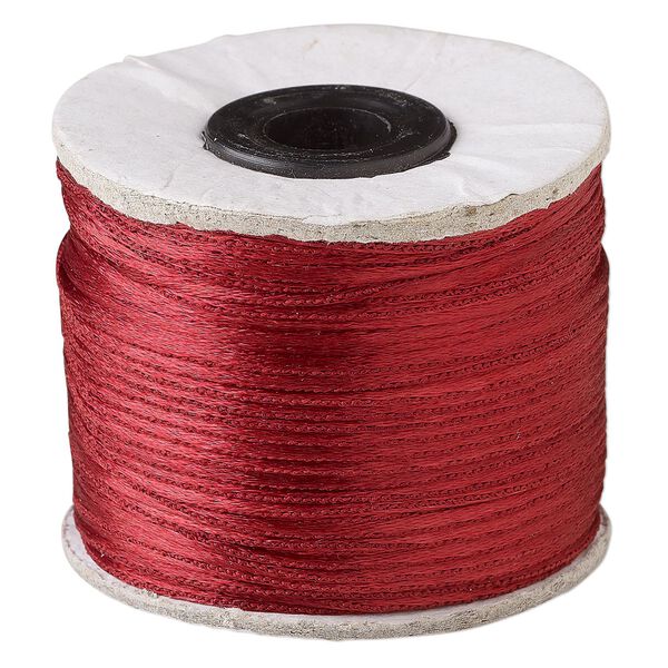 Cord, Satinique™, satin, maroon, 1mm. Sold per 200-foot spool. image number 0