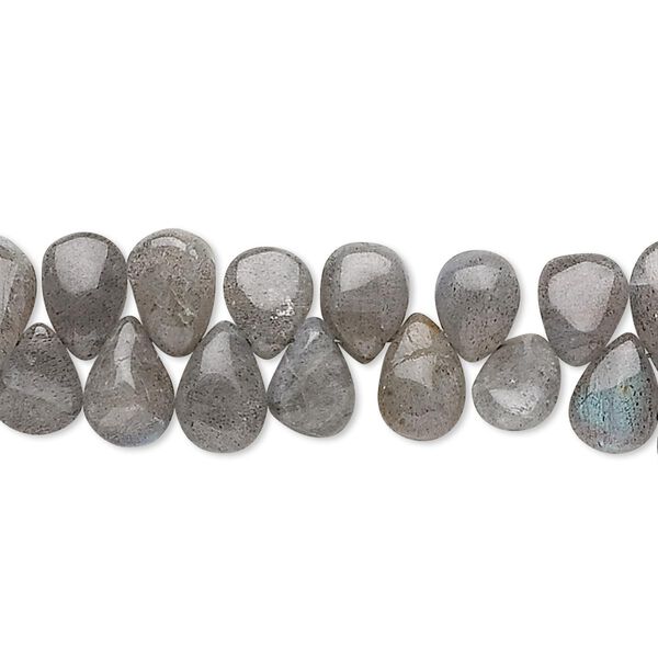 Labradorite 1pkg1, hand-cut top-drilled puffed teardrop bead natural 9 inch 6x5mm-10x7mm image number 0