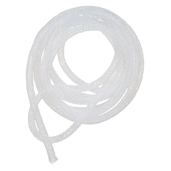 Mesh ribbon, nylon, white, 5mm tubular, fits up to 7mm bead. Sold per pkg of 6 feet. image number 0