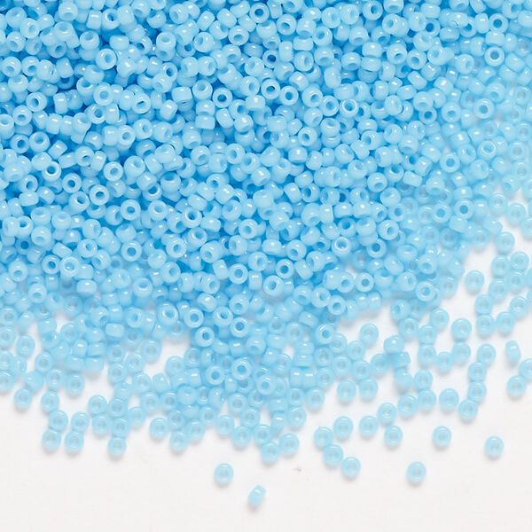 Seed bead, Miyuki, glass, pkg/35g, #15 rocaille, opaque turquoise blue (RR-413). image number 0