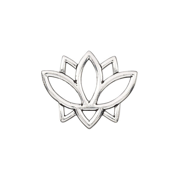 Link, TierraCast®, "Make a Statement" collection, antique silver-plated pewter, 23x19mm double-sided open lotus with renewal theme. Sold per pkg of 20. image number 0