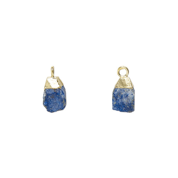 Lapis lazuli / sterling silver 1pkg1, electrocoated gold-plated hand-cut nugget drop natural medium image number 0