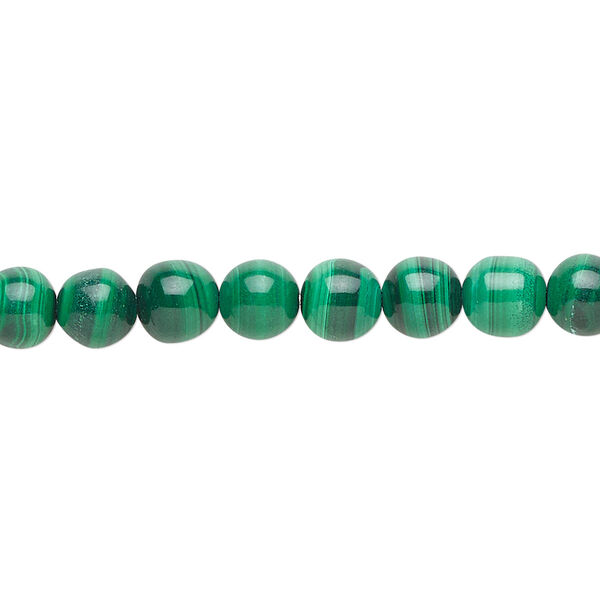 Malachite 1pkg1, round bead natural B grade, 8 inch 6mm image number 0