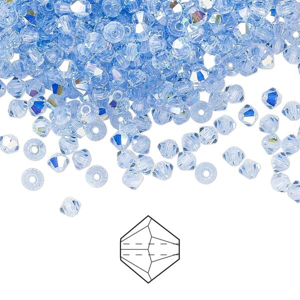 Bead 1440pk light sapphire AB, Preciosa Czech crystal 3mm bicone image number 0