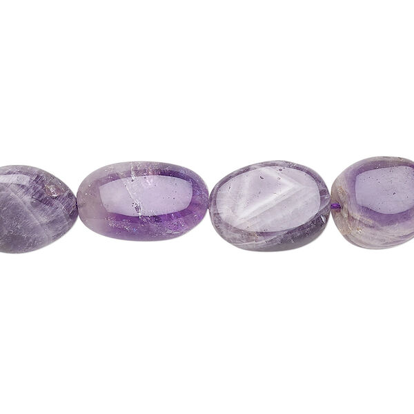 Amethyst 1pkg1, hand-cut flat oval bead natural 13 inch 11x8mm-15x10mm image number 0