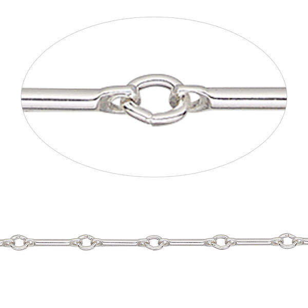 Chain, sterling silver, 2mm tube. Sold per pkg of 5 feet. image number 0