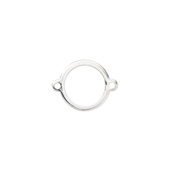 Link, silver-plated brass, 13mm open round. Sold per pkg of 100. image number 0