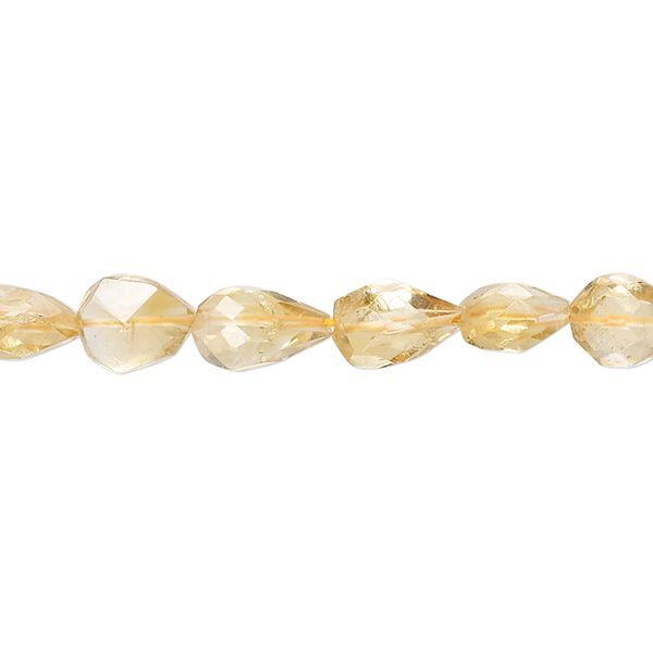 Golden citrine 1pkg1, hand-cut faceted puffed teardrop bead 15 inch 7x5mm-11x6mm image number 0