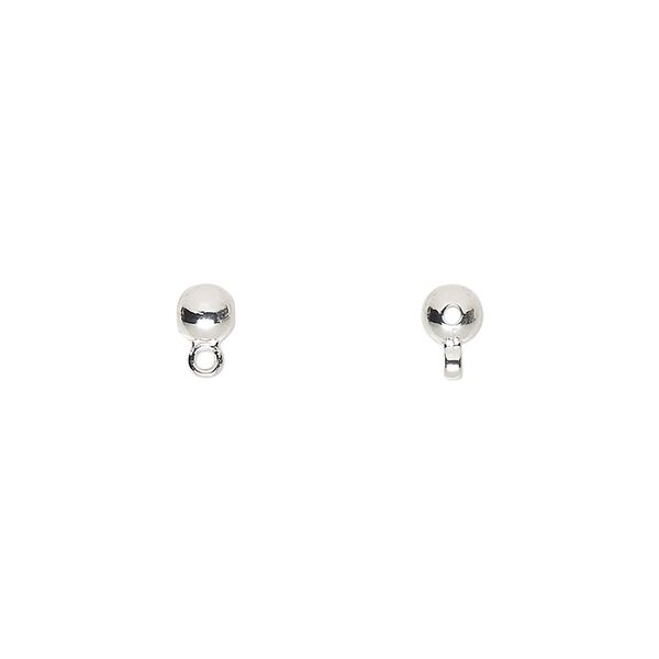 Bead, silver-finished "pewter" (zinc-based alloy), 4mm round with closed loop. Sold per pkg of 10. image number 0